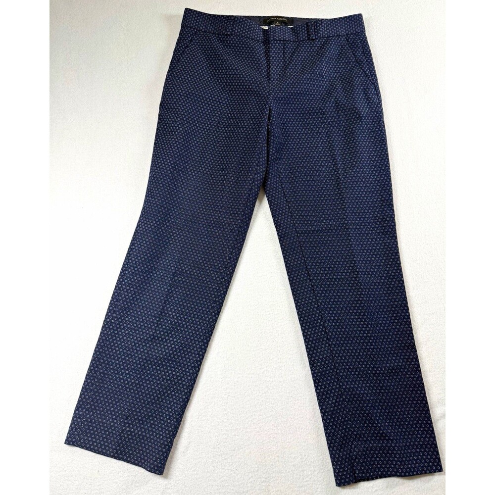 Banana Republic Womens Dress Pants Size 2 Blue White Geometric Slim Skinny 576